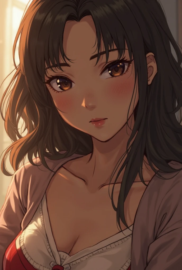 1 milf girl, dark atmosphere, highly detailed skin,, cleavage,old Japanese style village,8k quality, ultra sharp, ultra realistic detailed,
