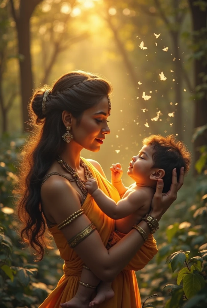 Lord krishna baby born image and raining in background 
