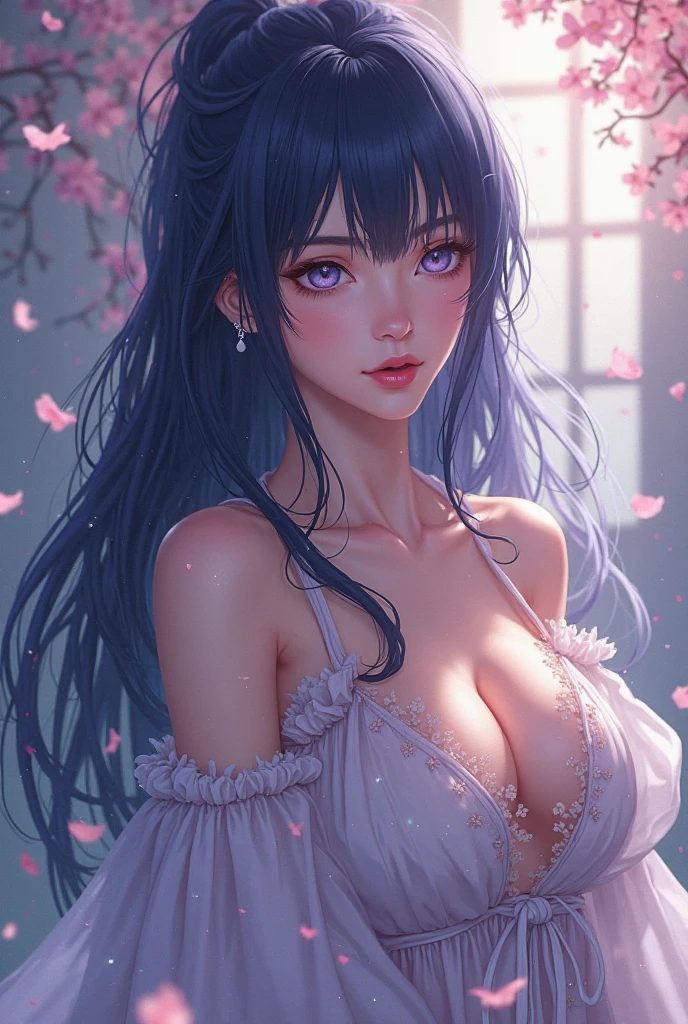 (Photorealistic:1.5, 8k, Highest quality, masterpiece, Ultra-high resolution), sengoku, Secret:1.3, Highly detailed skin and facial textures:1.3, Beautiful female samurai holding a Japanese sword:1.1, Very large breasts、Cute and sexy beauty, Perfect Style, Fair skin, Very beautiful face, (Mid-chest, Chest gap), (Embarrassed smile, Her facial expression when she felt intense caressing, Facial expressions when feeling happy), (wear the sexy sengoku uniform:1.1, Off the shoulder), (Beautiful Blue Eyes, Beautiful erotic eyes:0.8), (Too erotic:0.9, Fascinating:0.9), Full Body Shot, Cherry Blossoms at Night