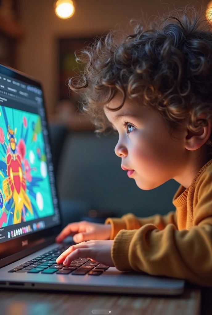 boy thinking in photoshop computer