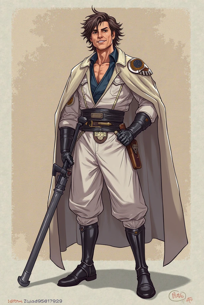 A young man with long white dreadlocks, dark skin, a melancholic expression, drooping eyelids and eyebrows, a lean face, a thin yet sturdy build, a tattered and ill-fitting light blue fantasy-style adventurer's shirt with short sleeves, revealing his abs, a silver breastplate on his left chest, a large sword is strapped to his back, a yellow belt, white coarse cloth trousers, stands nervously in a fantasy-style western town, this character embodies a finely crafted fantasy-style adventurer in anime style, exquisite and mature manga art style, dramatic, high definition, best quality, highres, ultra-detailed, ultra-fine painting, extremely delicate, professional, perfect body proportions, golden ratio, anatomically correct, symmetrical face, extremely detailed eyes and face, high quality eyes, creativity, RAW photo, UHD, 32k, Natural light, cinematic lighting, masterpiece--perfect, masterpiece:1.5