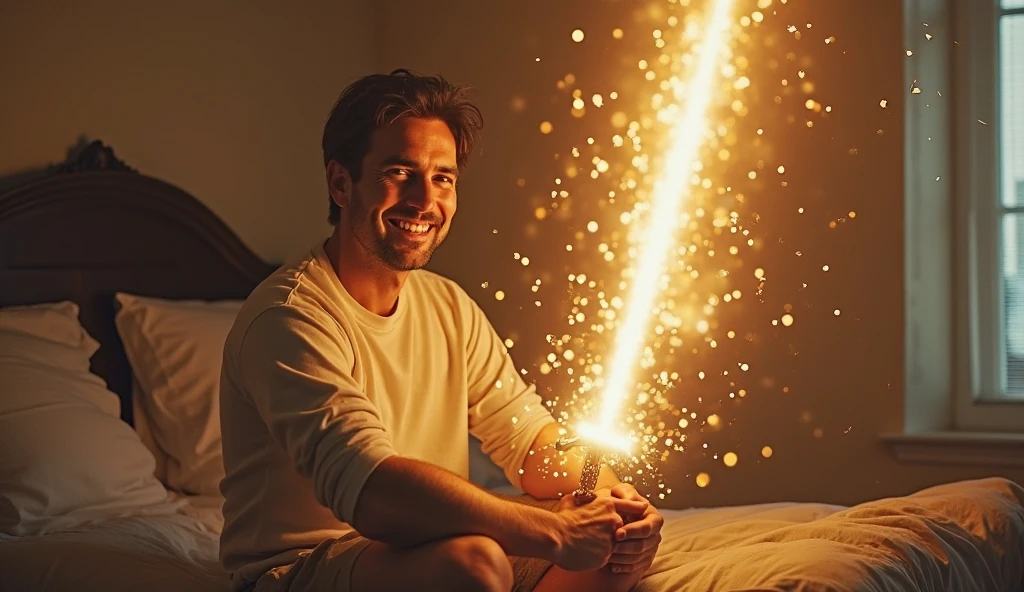 Shirtless man,pantless,full black eyes,using dark magic from hand,evil smile