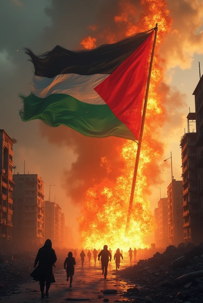 cinematic film,a nuclear explosion impacting Destroyed GAZA City on Christmas night,a fire cloud rising,buildings crumbling under the force,glass shattering,a reflection on the darker side of human nature,fireworks,shallow depth of field,vignette,highly detailed,high budget Hollywood movie,sinister,dramatic,intense,unsettling,<lora:PalestineFlagSdxl:1>,
ADDROW,
cinematic film,a nuclear explosion impacting GAZA City,a fire cloud rising,buildings crumbling under the force,glass shattering,a reflection on the darker side of scientific discovery and human nature. shallow depth of field,vignette,highly detailed,high budget Hollywood movie,sinister,dramatic,intense,unsettling,
ADDCOL,
Palestine flag burning at the fround,shallow depth of field,vignette,highly detailed,high budget Hollywood movie,sinister,dramatic,intense,unsettling,smoke,
