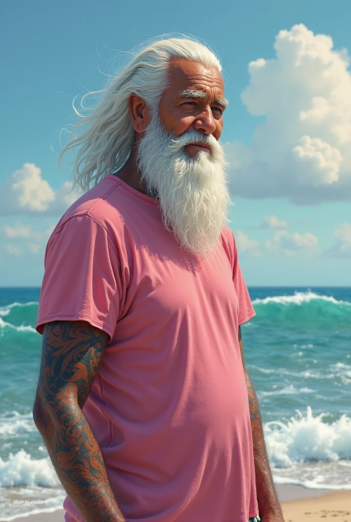 ((1femboy featuring a granpa surprised to see a femboy)), 2person: femboyxgranpa, very very very beautiful blonde femboy, twintails hair, female darling face, smiling seductively, sweetheart femboy at private beach, ultra microkini top, flat chest:1.2, very tiny undersized   covering anything:1.2, I have bulge, 1arm behind my head, I’m playing with my small , barelegs to beach_sandals, fullbody pose, cowboy shot, surrounded by private beach seaside vibe, outdoor, skin glistening, sharp quality, 