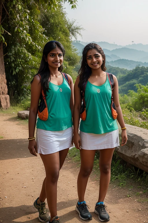 indian Kerala woman traveller,in a tea plantations ,back view , looking at camera, braids, tube top and shorts,dark skinned, 8k uhd, digital SLR camera, soft light, high quality, film grain,high detail,UHD, masterpiece, accurate, anatomically correct, super detail, high quality, 16k, highres, award winning, ((full body shot)),soft light rays, realistic skin texture, extreme skin details, insane details, intricate details, amazing fine detail, photorealistic, photograph, realistic, realism, photorealism, film grains, lifelike texture, dynamic composition, contrast lighting, sharp focus, raw photo, photon metering, analog photo style, photography with Hasselblad camera, f5.6 lens 500mm, Kodak Portra 400 4x 5, anatomically correct, visible navel