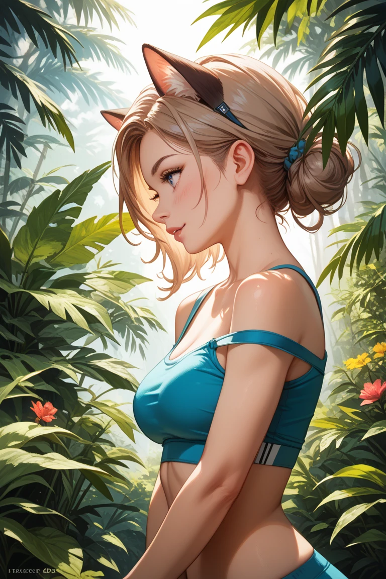 1girl, european girl, 18 years old, long light-brown hair, ponytail curvy hair, cute face, average breast, brassiere, cute panties, lake in forest, lake, source_realictic, deatiling painting, brown eyes, detailing body, detailing face, front view, in full growth, shy, at night, night, nightly forest
