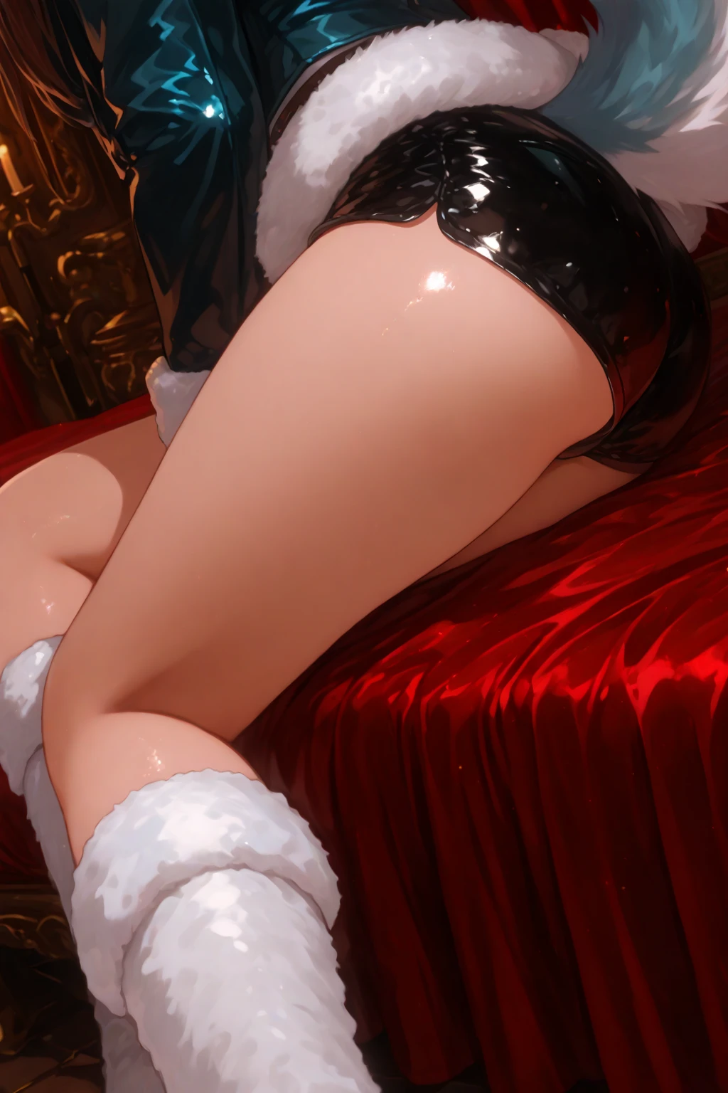 Amber Genshin Impact game style, 3D, naked, on bed spread ass,