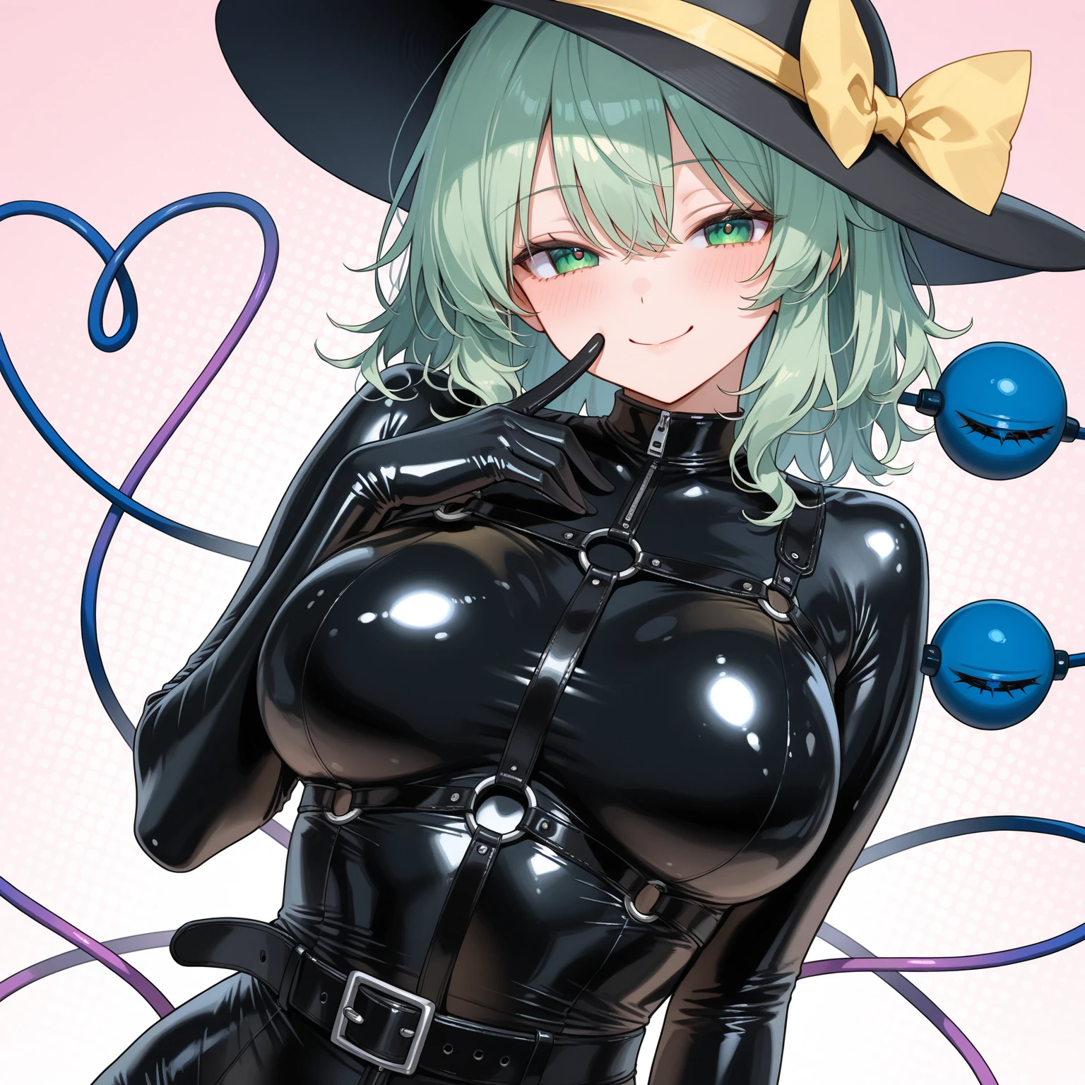 score_9, score_8_up, score_7_up, score_9,  BREAK <lora:CordeliaSDXL:0.8> CordeliaSDXL, 1girl, solo, breasts, smile, large breasts, hat, dress, holding, cleavage, bare shoulders, blue hair, upper body, medium hair, twitter username, grin, huge breasts, black dress, cup, strapless, witch hat, shaded face, strapless dress, purple background, witch, hair over eyes, purple headwear, arm under breasts, pouring, blue lips, pouring onto self