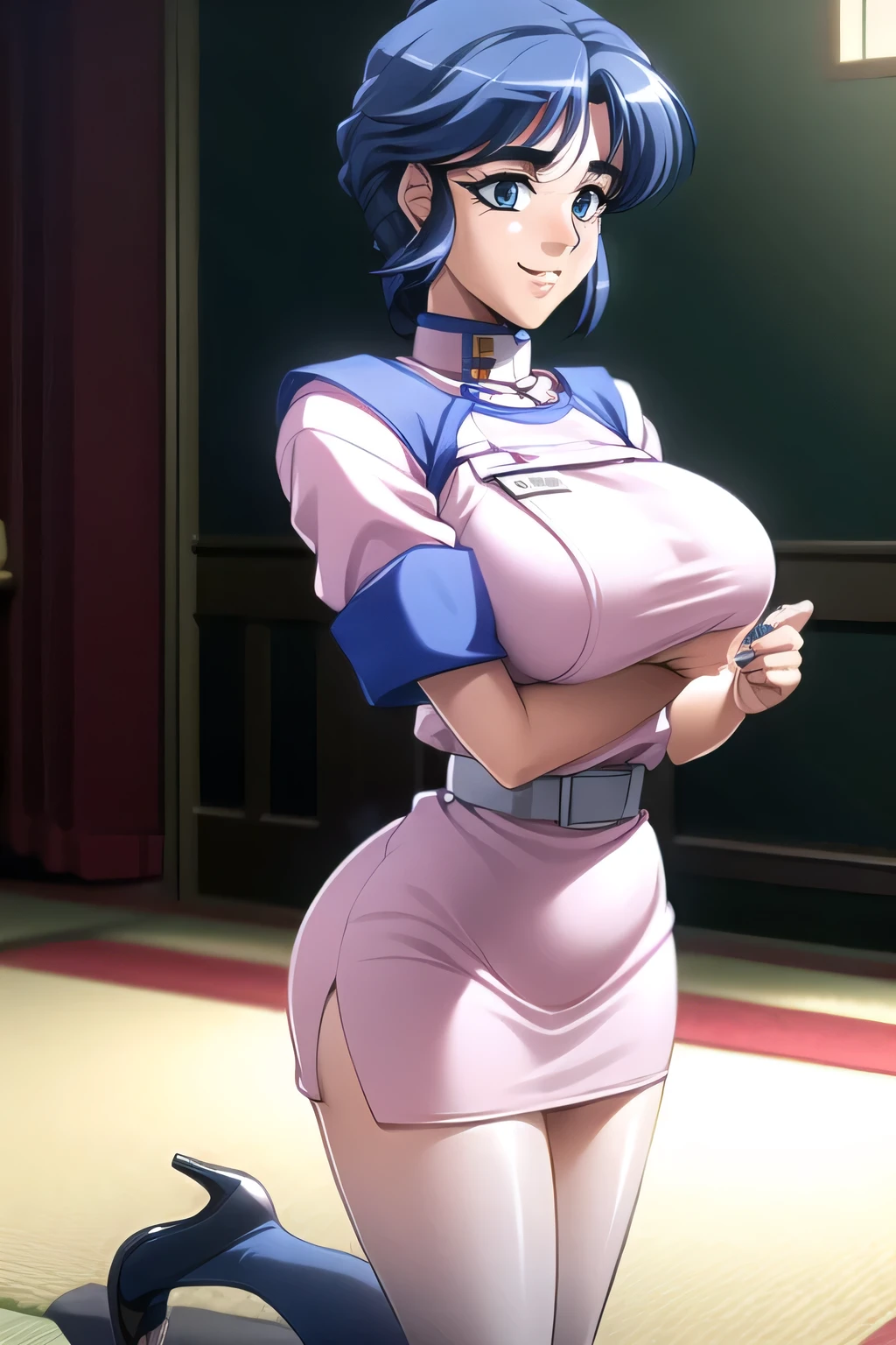(((Upper Body、Shooting from below、Shooting from below))、(((Accentuate your breasts、Shiny underwear)))、Highest quality, 8k, masterpiece :1.3)), whole body, Sharp focus :One Girl,Glowing Skin,SSexy pose,Highest quality,Tabletop,shape,Very delicate and beautiful,Hmph,8k壁紙,wonderful,In detail,Official Art,Very detailedなティッカーUnity 8k壁紙,Unbelievably ridiculous,Large file size,Very detailedな,High resolution,Very detailed,Beautiful detailed girl,Realistic,X-ray,The queue is full,(((Nurse uniform、mini skirt)))、(((Big Breasts、Blue Hair、Nurse uniform、Hairstyle: Short hair)))、(((hospital、Examination room、Sit on a chair、Wearing tights)))、Stand upright、Cleavage , ((Blue Hair、Hairstyle: Short hair))、Nurse uniform、exy pose、Hairstyle: Short hair、Wearing tights