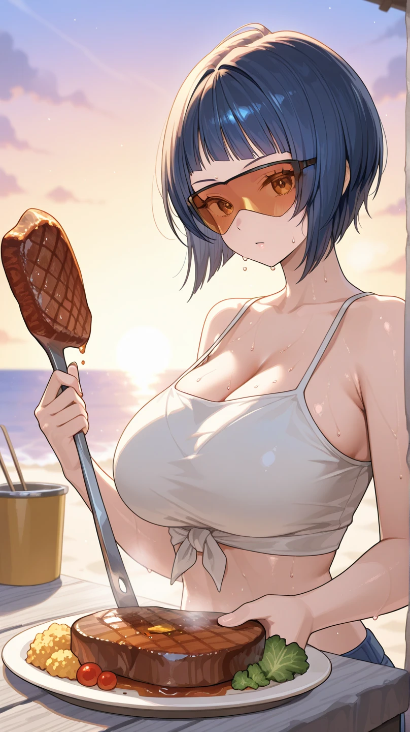 (One Woman),(Best image quality, 8k, masterpiece:1.3),((Brown hair bob cut:1.1)),(Swept-apart bangs,Braiding), (Cute eyes, Dark Eyes), (Mole under right eye), (Standard weight), (Large Breasts),(Big Hips), (Glowing Skin:1.1),(Pale skin:1.2),(A fantastic atmosphere),(look up),Ultra-high resolution, Textured skin, Sparkle Effect, Low - Angle,

Black Riders Jacket,Black Mini Skirt,Black leather gloves,Black Leather Boots,Black tights,Leg belt,Leg Ring,

Red lace bra,Red lace panties,Panty shot,

Desert Landscape, Rocky Mountain,Rough road,evening,Sunset, A defiant smile,

Wet body,Sweat,


Put a popsicle between her breasts,Saliva stringing,

On all fours,