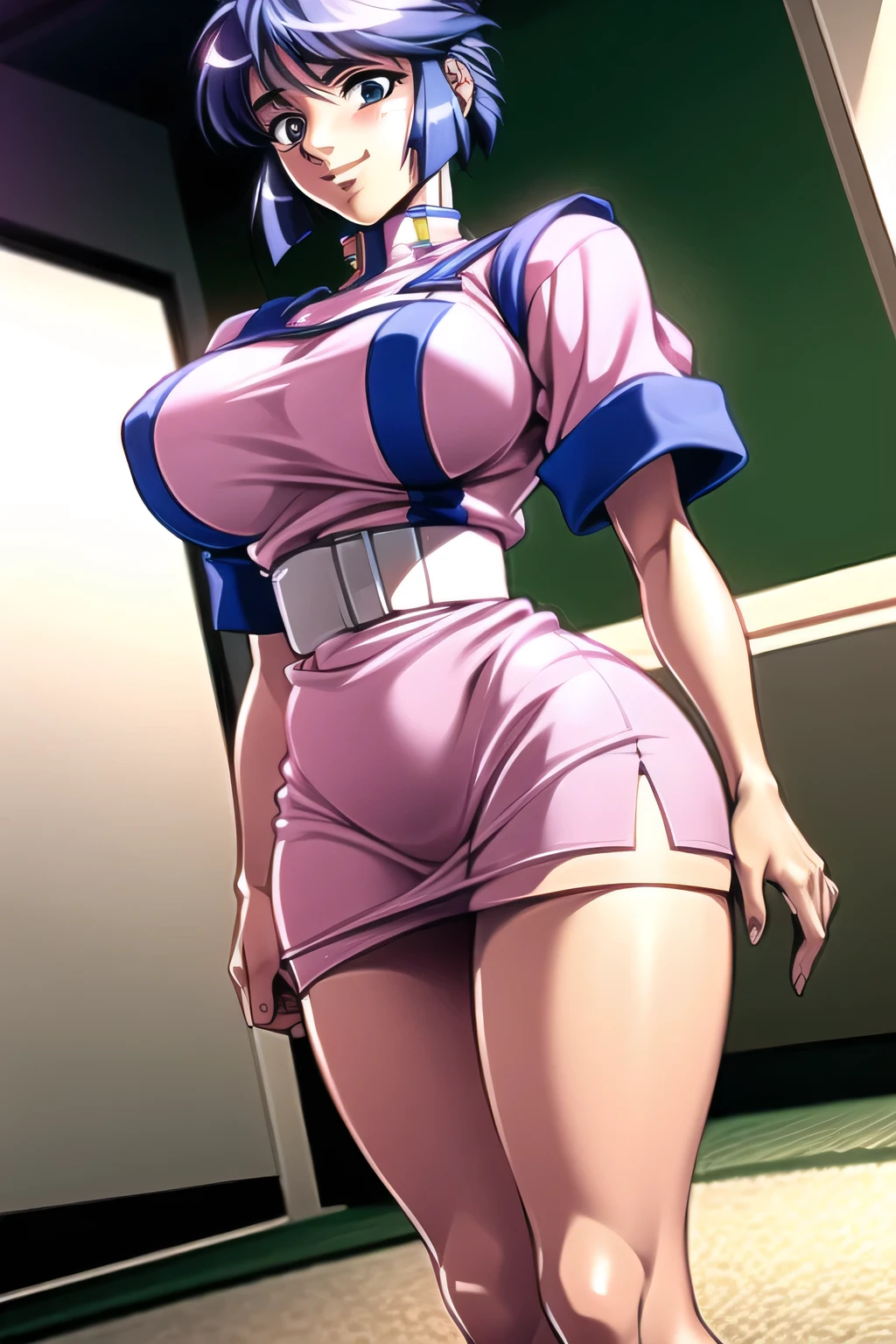 Nurse in pink uniform shows off incredible pose