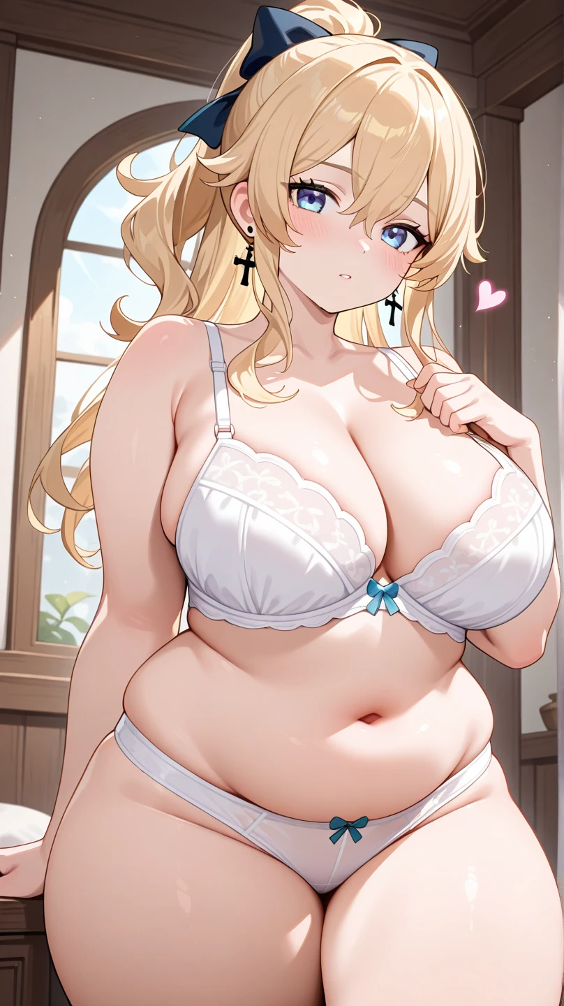 Cristalina, 20 years old, long blonde hair, light lilac eyes, huge breasts, sexy crystal lingerie, leaving the prince&#39;s room with germ stains from the prince, at night with moonlight.hentai