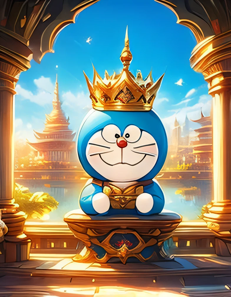 city、Royal Palace、Doraemon Sitting on the Throne、crown、Doraemon World Conquest