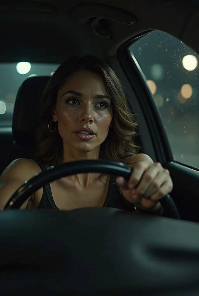 masutepiece,,award - winning photo, Extremely detailed, edgOrgasm,Face Focus, Woman with mouth open and eyes closed , Woman with Edge _Face、35 year old、A dark-haired、 News Anchor、inside of a car、