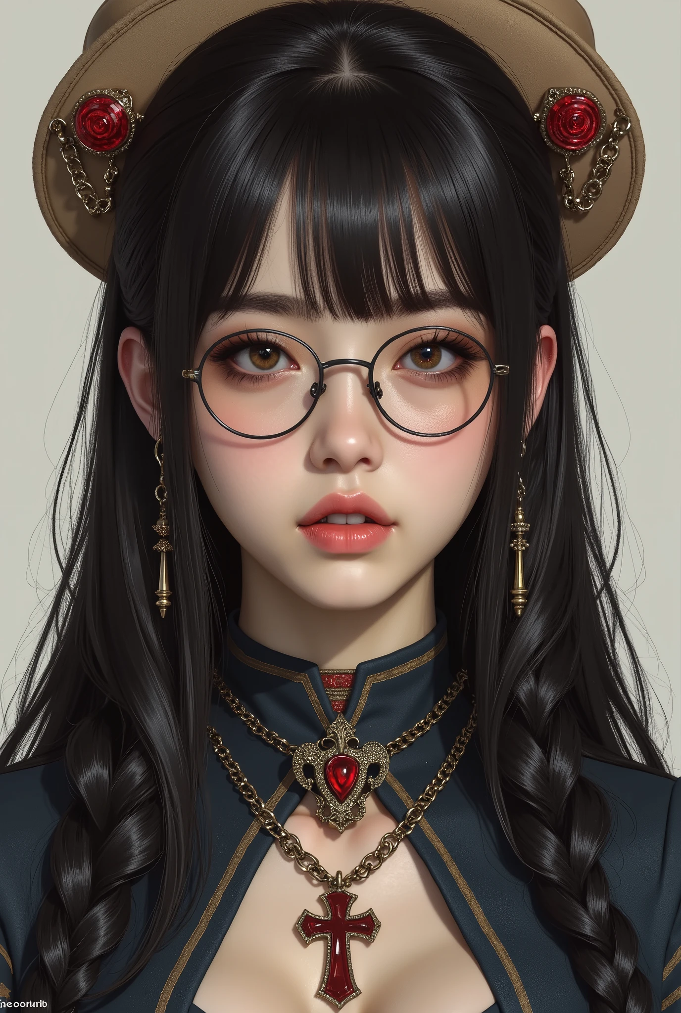 ( Highest Quality, best illustrations,high image quality:1.2), (Horror Fantasy:1.5), (ink and watercolor:1.5),(Ominous Scenery :1.5),(A lot of dust rises:1.5),( Dirt Track :1.5),(wonderful:1.5),(masterpiece:1.5), (Powerful figures:1.1、Big Breasts:1.3) 、 ((((glasses、Closeup Shot, cute、 Red Eyes、 Evil Ruby's Cursed Necklace )))),(((glasses、Big Breasts、 braids)))、 cute face, raise eyebrows , ,(Fatal Beauty, charming beauty ) ,(Mysterious Charm:1.1),(Big Breasts、attractive silhouette), high image qualityテクスチャ 、High Quality Shadows、 beautiful and delicate face 、 beautiful, delicate, eyes are sticky liquid dripping 、 ray tracing 、 20th Generation、 cute K-POP girl、( The Face of Korea )、Thin face、( Ulzan-6500-v1.1:0.6)、 Face of Pure Loss _v1 , ( beautiful and delicate face , beautiful and delicate eyes, perfectly balanced face , high image quality skin , detailed skin, lens flares {x} perfect ratio 4 fingers to 1 thumb :1.25)、 DSLRs、 地獄から来たbeautiful悪魔女 , ATTRACTIVE GIRL , Real Girls, Gurwitz, Gurwitz-style Artwork , Girl Roleplay, Realistic 3d style, cgstation Popular Topics,, 8k portrait rendering BYMR. nomi ,(truth,truth:1.4,glassesの少女 :1.2)、cheek、 glossy lips, 1. オーバーサイズ comment: comment、 come up with an oversized design that covers shoulder to knee.。 navy blue or black are standard colors .、[ Soft khaki or beige , wait.、 Pick the right color for the season 。 2. choose the color that suits your skin : To protect yourself from the cold、 choose the color that suits your skin 、 ニットの質感と色を commentに合わせてください .。 3. ワイドレッグ pants: pants, choose a wide leg design 、combines mobility and style。Dark tone denim or black pants look great.。 4. knee-high boots: オーバーサイズ commentに含まれるもの、boots are black or dark brown Match the texture and color of the fashionable.、 Gives a stylish impression 。 5. accessories: The 。 Disney 、 long necklace 、6. handbag: handbag、let's match the color of your outfit.