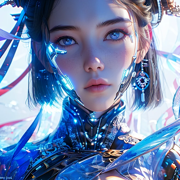 super resolution,real person, (actual: 1.3) ,1 girl, cyberhan, cyberpunk城, night, neon, lantern, (cheongsam),  dynamic poses, Detailed luminous headphones, Luminous hair accessories, long hair, Luminous earrings, glow necklace, cyberpunk,  full of mechanical and futuristic elements, futuristic, technology, glowing neon lights, pink, pink light, sexy skirt, translucent white cloak,Ultra high detail, high quality,Ultra-detailed  textures, Joy and pride, Weapons systems