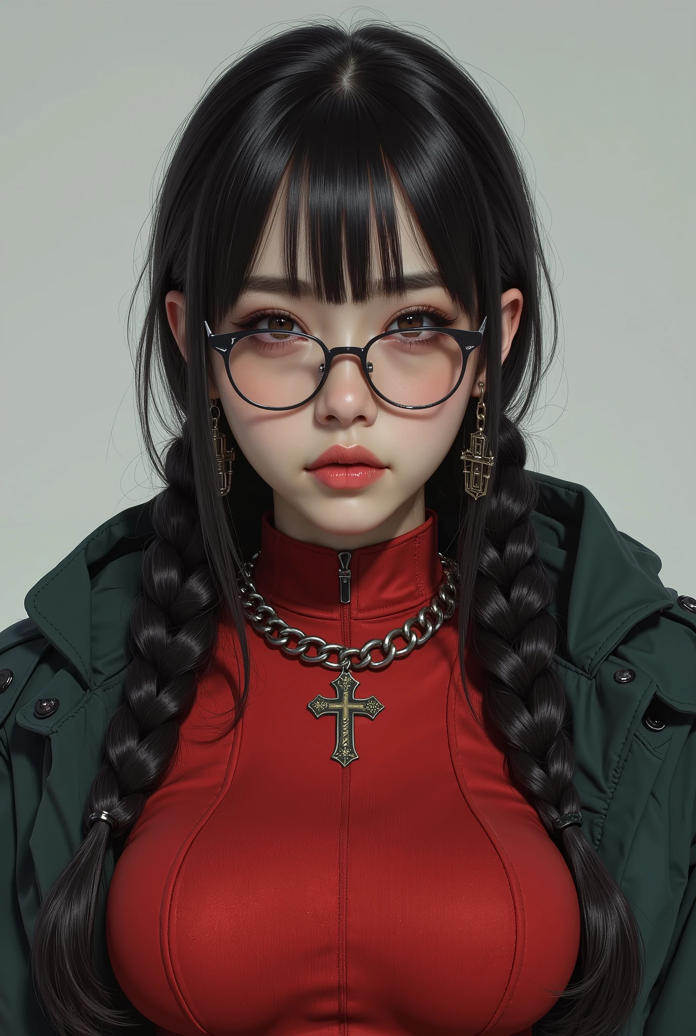 ( Highest Quality, best illustrations,high image quality:1.2), (Horror Fantasy:1.5), (ink and watercolor:1.5),(Ominous Scenery :1.5),(A lot of dust rises:1.5),( Dirt Track :1.5),(wonderful:1.5),(masterpiece:1.5), (Powerful figures:1.1、Big Breasts:1.3) 、 ((((glasses, cute、 red eyes、 Evil Ruby's Cursed Necklace )))),(((glasses、Big Breasts、 braids)))、 cute face, raise eyebrows , ,(Fatal Beauty, charming beauty ) ,(Mysterious Charm:1.1),(Big Breasts、attractive silhouette), high image qualityテクスチャ 、High Quality Shadows、 beautiful and delicate face 、 beautiful, delicate, eyes are sticky liquid dripping 、 ray tracing 、 20th Generation、 cute K-POP girl、( The Face of Korea )、Thin face、( Ulzan-6500-v1.1:0.6)、 Face of Pure Loss _v1 , ( beautiful and delicate face , beautiful and delicate eyes, perfectly balanced face , high image quality skin , detailed skin, lens flares {x} perfect ratio 4 fingers to 1 thumb :1.25)、 DSLRs、 地獄から来たbeautiful悪魔女 , ATTRACTIVE GIRL , Real Girls, Gurwitz, Gurwitz-style Artwork , Girl Roleplay, Realistic 3d style, cgstation Popular Topics,, 8k portrait rendering BYMR. nomi ,(truth,truth:1.4,glassesの少女 :1.2)、cheek、 glossy lips, 1. オーバーサイズ comment: comment、 come up with an oversized design that covers shoulder to knee.。 navy blue or black are standard colors .、[ Soft khaki or beige , wait.、 Pick the right color for the season 。 2. choose the color that suits your skin : To protect yourself from the cold、 choose the color that suits your skin 、 ニットの質感と色を commentに合わせてください .。 3. ワイドレッグ pants: pants, choose a wide leg design 、combines mobility and style。Dark tone denim or black pants look great.。 4. knee-high boots: オーバーサイズ commentに含まれるもの、boots are black or dark brown Match the texture and color of the fashionable.、 Gives a stylish impression 。 5. accessories: The 。 Disney 、 long necklace 、6. handbag: handbag、let's match the color of your outfit.