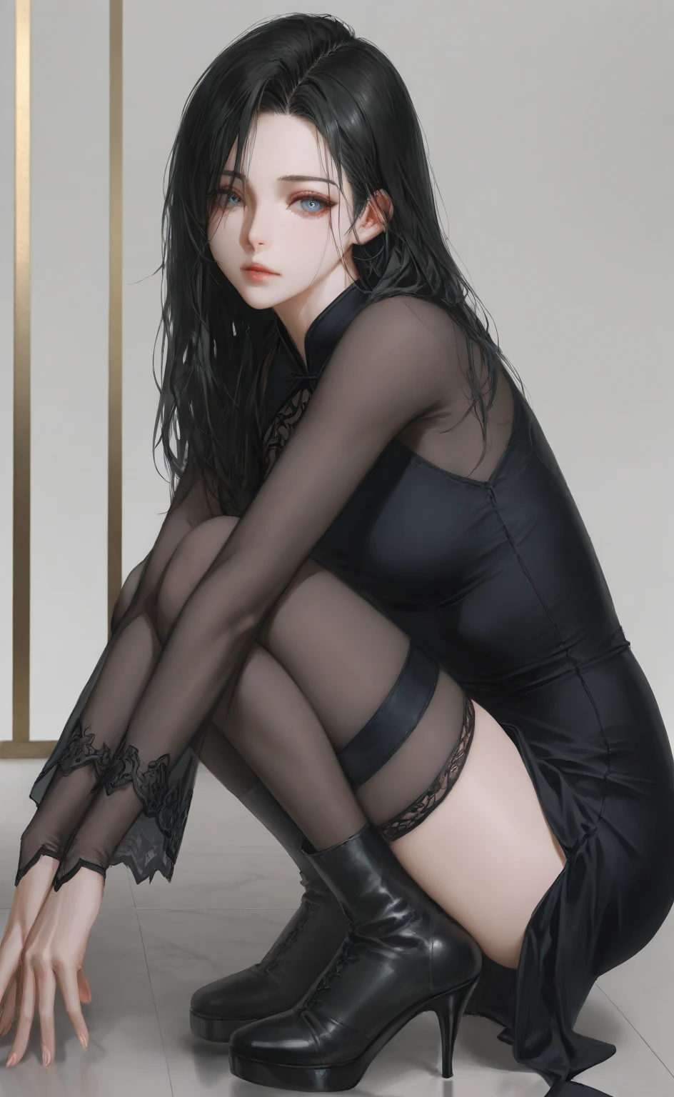 High resolution, Adult female , Good lighting, Despicable, , (No nudity), (((underwear))), (()), ((())), (Knee socks), Abdominal area only, (), , Cute face, I'blush with embarrassment, Humiliating, ((look back)), ((See-through))()(Thong)