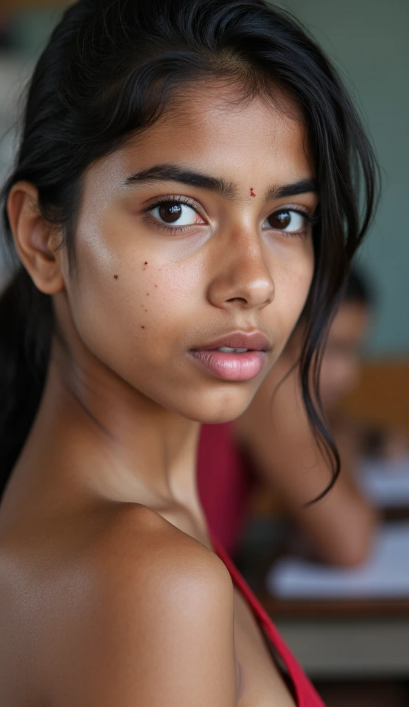 1girl in, age19, Solo, Aesthetic artwork, a beautiful Sri Lankan model, wavy dark brown hair, shoulder length hair, sri lankan hairstyle, light brown eyes, light tan skin, thin face, runners body, (textured skin, skin pores:1.1), goosebumps, wearing a light sri lankan traditional dress, seductive pose, beautiful Nuwara Eliya landscape as the background, sunny, natural light, Nikon Z8 + NIKKOR Z 24-120 mm f/4 S, big ass