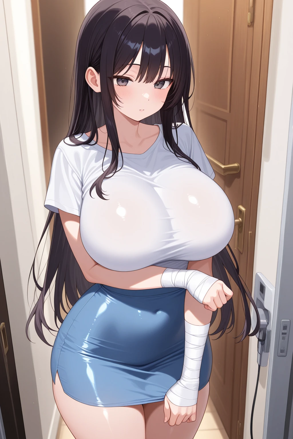 masterpiece,best qualtiy,breasts_on_glass,1girl,breasts on windows,glass,drop of water,blush,huge tits