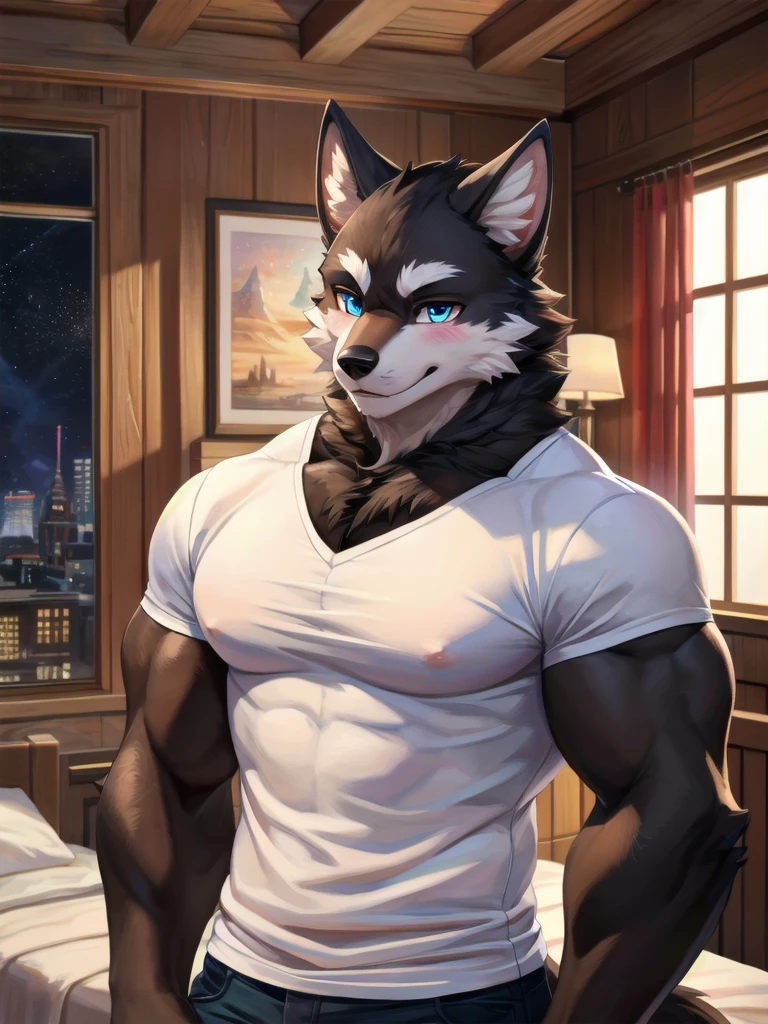 (( A Gray furry character wolf thats eating some big wires in his mouth standing in a electrical room, gray wolf looking at viewer with lots of wires in his mouth like a puppy )), hentai, , anthro, , male, tall, shortstack , muscular chest shirtless, muscular , angle, looking at viewer, extremely detailed, photorealistic, 3d render, high quality digital art, smug grin, detailed eyes, shirtless ,good anatomy, good perspective, towards viewer, by bebebebebe, by sicklyhypnos, by gerkk, by orf, (by by cutesexyrobutts, by darkgem, by zackary911, (by by singafurian, by daftpatriot, sassy, cute, early 20s, detailed face, handsome, slightly chubby and big muscles , face, detailed mouth, hentai style, shirtless, sfw, show off, close up , anthro, boy, male, short, shortstack,, muscular, standing, angle, looking down at viewer, background, extremely detailed, photorealistic, 3d render, high quality erotic digital art, smug grin, detailed eyes, , good anatomy, good perspective, towards viewer, by gerkk, by orf, (by mawmain:0.8), by cutesexyrobutts, by darkgem, by zackary911, (by tofu-froth:1.3), by singafurian, by daftpatriot, (soft belly:1.1), , you can see full body ,))