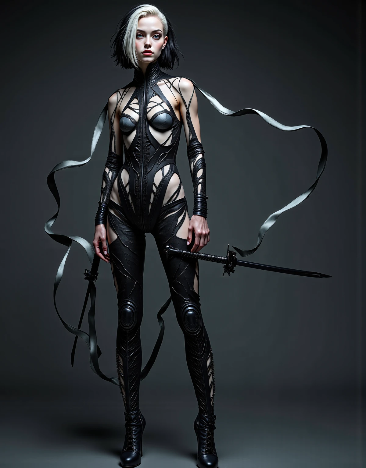 Full body portrait of beautiful and slender Salina Gomez, (((yoji shinkawa))) High quality cell shadow illustration in post-apocalyptic style，author：yoji shinkawa, Messy hair
