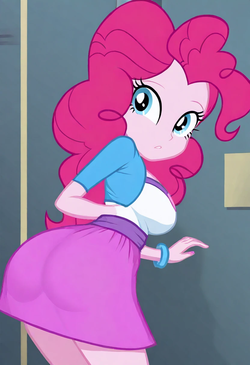 score_9, score_8_up, score_7_up, score_6_up, score_5_up, score_4_up, background sunset apartment, bedroom, sunset shimmer, equestria girls, cute, romantic, bedroom eyes, breasts, bra, female, sexy, bend over, looking back, looking at viewer, beautiful, panties, upskirt, skirt lift, shirt lift, cartoon, vector, show accurate, blushing, male pov, Sunset sticks her ass out, shapely ass, thongs panties, bikini. Male POV has a very huge and big penis, uncut penis, uncircumcised cock, foreskin, erection
