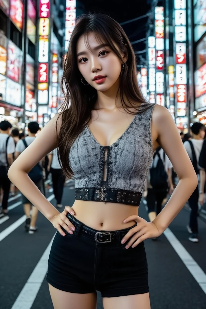 (mature woman:1.4), solo, Long curly hair, detailed eyes, open neckline, ((masterpiece)), (high quality), (best quality), (detailed), hd, perfect lighting, detailed face, detailed body
BREAK
red  hair
BREAK
city street, sunshine,
(wearing embellished top and pleated short skirt ):1.4,
<lora:add_detail:0.8>