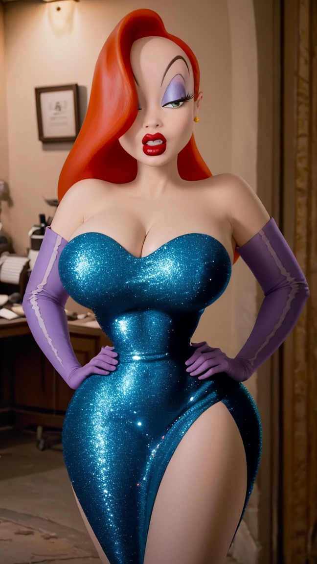 Foto de jessicarabbit personaje mujer selfie shot ,  high resolution, (detailed Realista image:1), (ojos detallados, hermosos ojos expresivos:1), Mezcla impresionista, detalles locos, suave, (hyper Realista fur:1), (piel detallada:1), alumnos, (cuerpo cubierto de piel), , (ligeramente gordito:1.3), , (cara expresiva, cara detallada:1), (Realista:1), (photoRealista, photo-Realista:1), a todo color, (3D:1), (muy detallado:1.2), obra maestra, 8k UHD, (playful, playful smirk:1), (fondo del dormitorio),  (mirando al espectador), mintiendo, (Descansar :1), (vista en primera persona), (panorama view)  