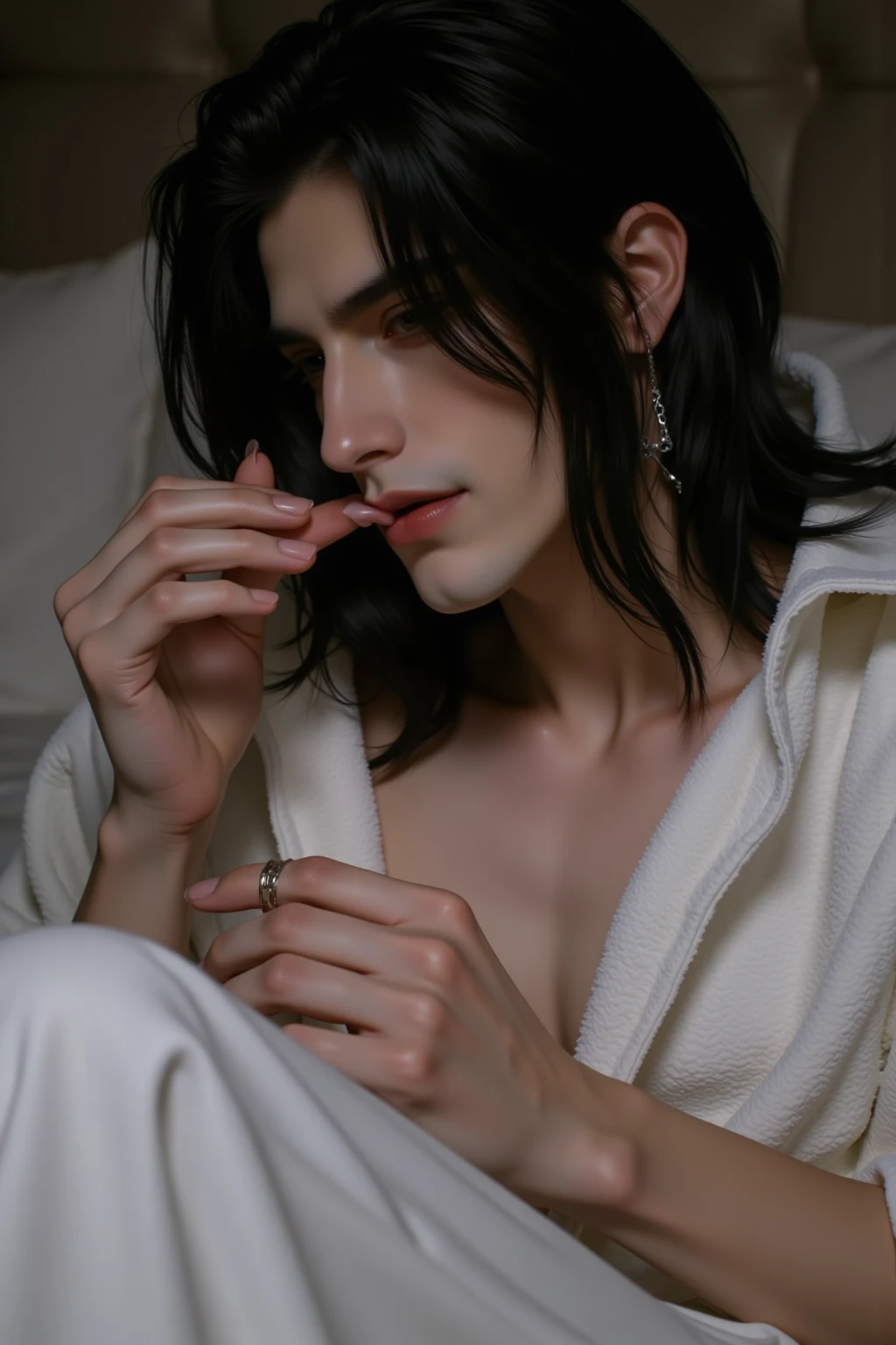 (8k, photo, best quality, erotic, homoerotic, looking at viewer, face, eyes:1.5), (1boy, slender androgynous male, queer, depraved sissy villain:1.65)