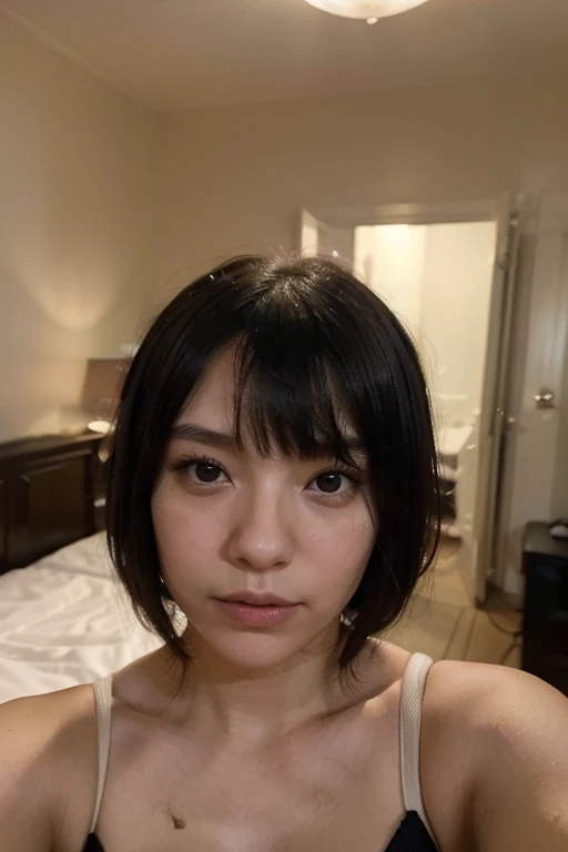 ((Highest quality, 8K, masterpiece :1.3)), (Sharp focus :1.2, Beautiful woman with perfect figure :1.4, Slim Abs :1.2),open your legs, (small Breasts, nude), (Photorealistic:1.4), (realistic:1.4), (Short Bob Hair, black hair:1.5), Highly detailed face and skin texture, Fine grain, double eyelid. Makeup face, A little bit of lipstick, sex appeal, Sexy gravure pose, ((Beautiful woman in nude、posing lying on the gardens floor , wedding event, her hair blowing in the wind。:1.3), showing nipple, bare pussy