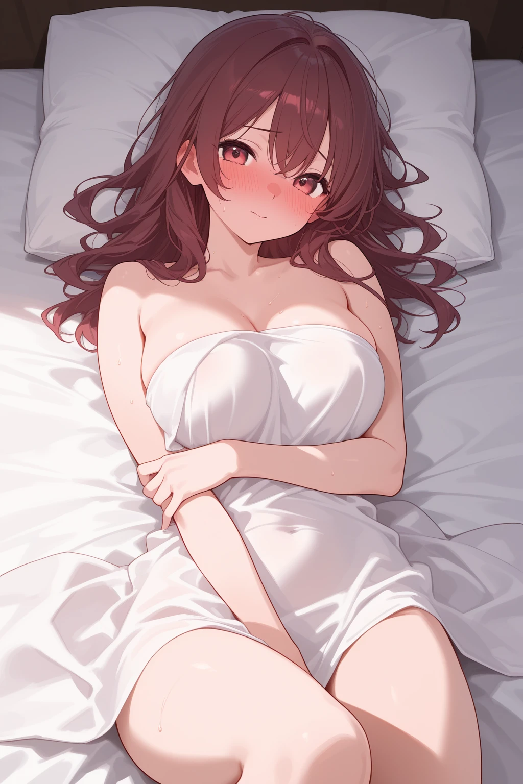 night,Getting changed in a hospital bed,closed mouth,White pajamas,Photoreal 1;4,shoulder length brown hair,{high quality pink bra}},Reverse Shot1;4, {{beautiful large/medium size breasts 1:4}}, torn shirt, high quality panties,{{schoolgirl}},top quality,cute girl,high quality background, slanted eyes, detailed shirt chest wrinkles,BREAK, {{beautiful blue eye1:4}}, BREAK, five fingers