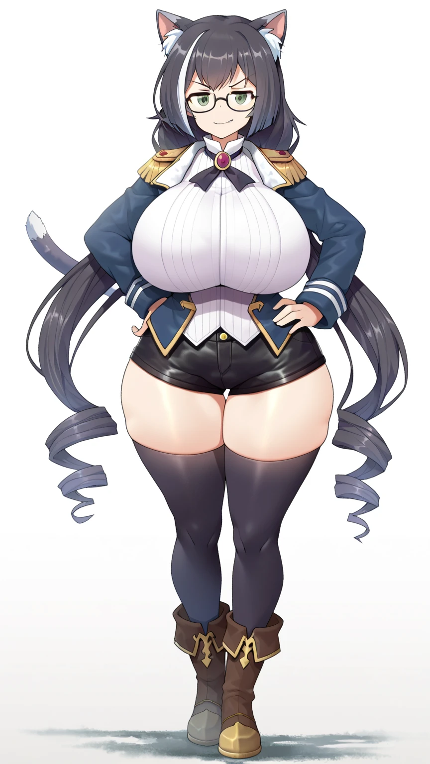 vladilenamilize, vladilena milize, (grey eyes:1.5),  grey hair, hair between eyes, long hair, ahoge,((best quality)),((highly detailed))
BREAK blue headwear, blue jacket, blue skirt, hat, jacket, military, military hat, military uniform, peaked cap, shirt, skirt,  thighhighs, uniform, white shirt,  white thighhighs,
BREAK looking at viewer,  smile,
BREAK indoors, classroom,
BREAK (masterpiece:1.2), best quality, high resolution, unity 8k wallpaper, (illustration:0.8), (beautiful detailed eyes:1.6), extremely detailed face, perfect lighting, extremely detailed CG, (perfect hands, perfect anatomy), chubby, chubby girl, curvy, large breasts, lips, plump, thick thighs, thighs,  (((oversized gigantic stomach)), curvy, large breasts, lips, plump, thick thighs, thighs, (((oversized gigantic stomach)), curvy, large breasts, lips, plump, thick thighs, thighs, (((oversized gigantic stomach))