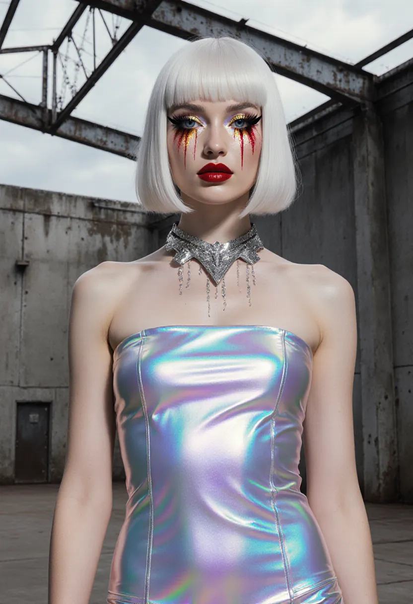 a woman in a silver and gold outfit , alt_style