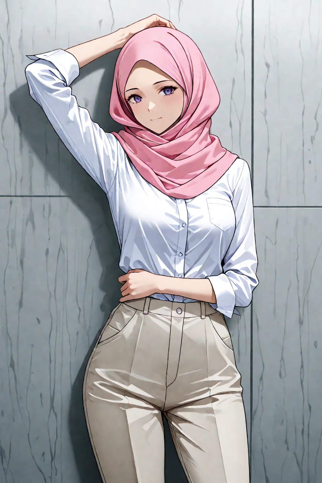 girl, sexy,mosque,happy,hijab,big breast,hijab long white and pink clothes and long skirt outfit,in mosque,