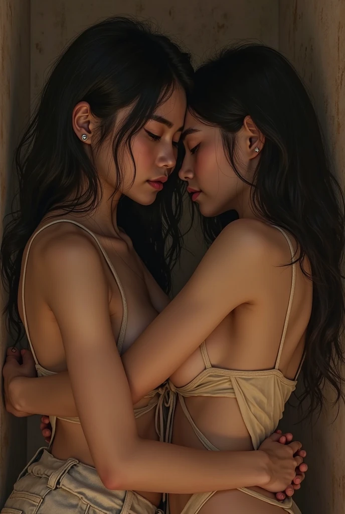 Chel eldorado and dua lipa, shootint photo, naked, sex position, style vogue, white wall, white room