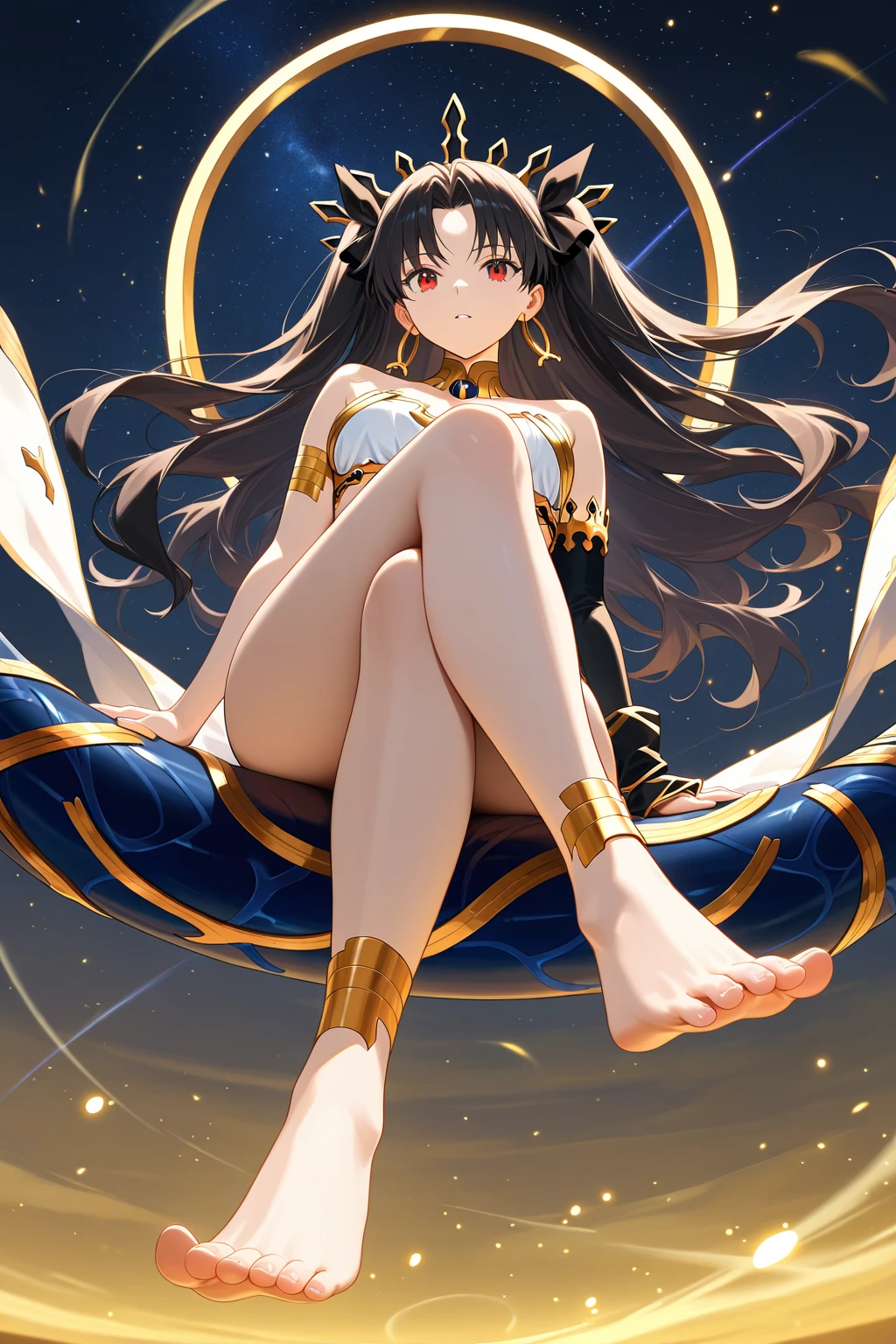 The large worm 3 crawls on Ishtar's crotch and sucks,Expression fear,The barefoot,tentaculata,Ishtar was tied