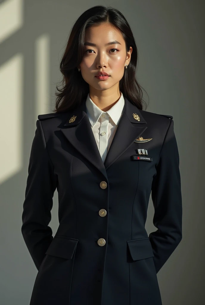 RAW photo, absurdres, high quality, photorealistic, sharp focus, airforce_uniform,
a woman wearing an air force uniform, looking at viewer, sitting,
park, bench, outdoors, sunlight,
photo realism, ultra-detailed, 50mm, f1. 4, 8k uhd, film grain,
<lora:airforce_V2:1>