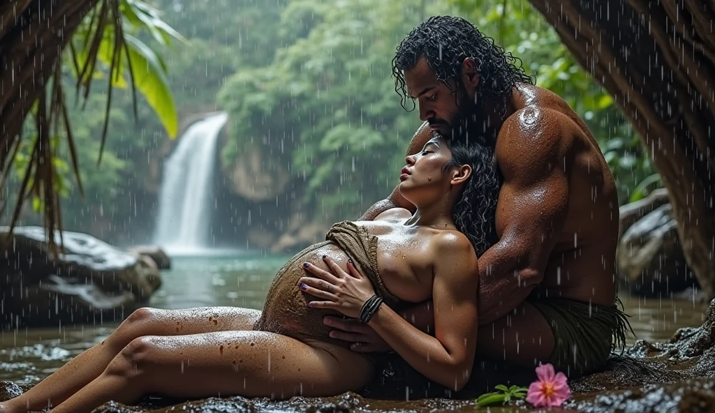  Pregnant Topless  pink thong wearing aroused horny beautiful happy indian  teen girl  vs  Giant black anaconda    monster wrapped around her body squeezing her in coiled embrace cuddling and kissing  sexual erotic bestiality  sex  realistic in the rainforest full body, best quality wet 