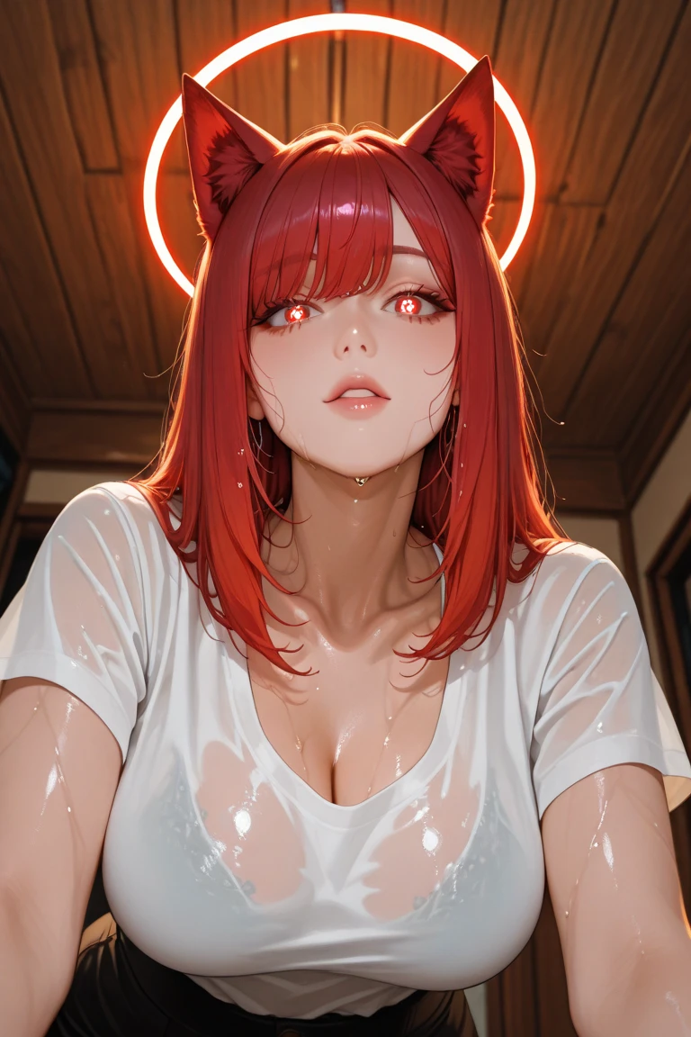  masterpiece, Best Quality, Very detailed, High resolution, 8k, 1 girl, by the wide, Red hair, 2 red horns, orange red eyes, big breasts, only with white apron, inside the kitchen, natural lighting, looking at the spectators, Perfect eyes, detailed shape of the eyes, detailed shape of the finger, the number of fingers is not excessive INFO
