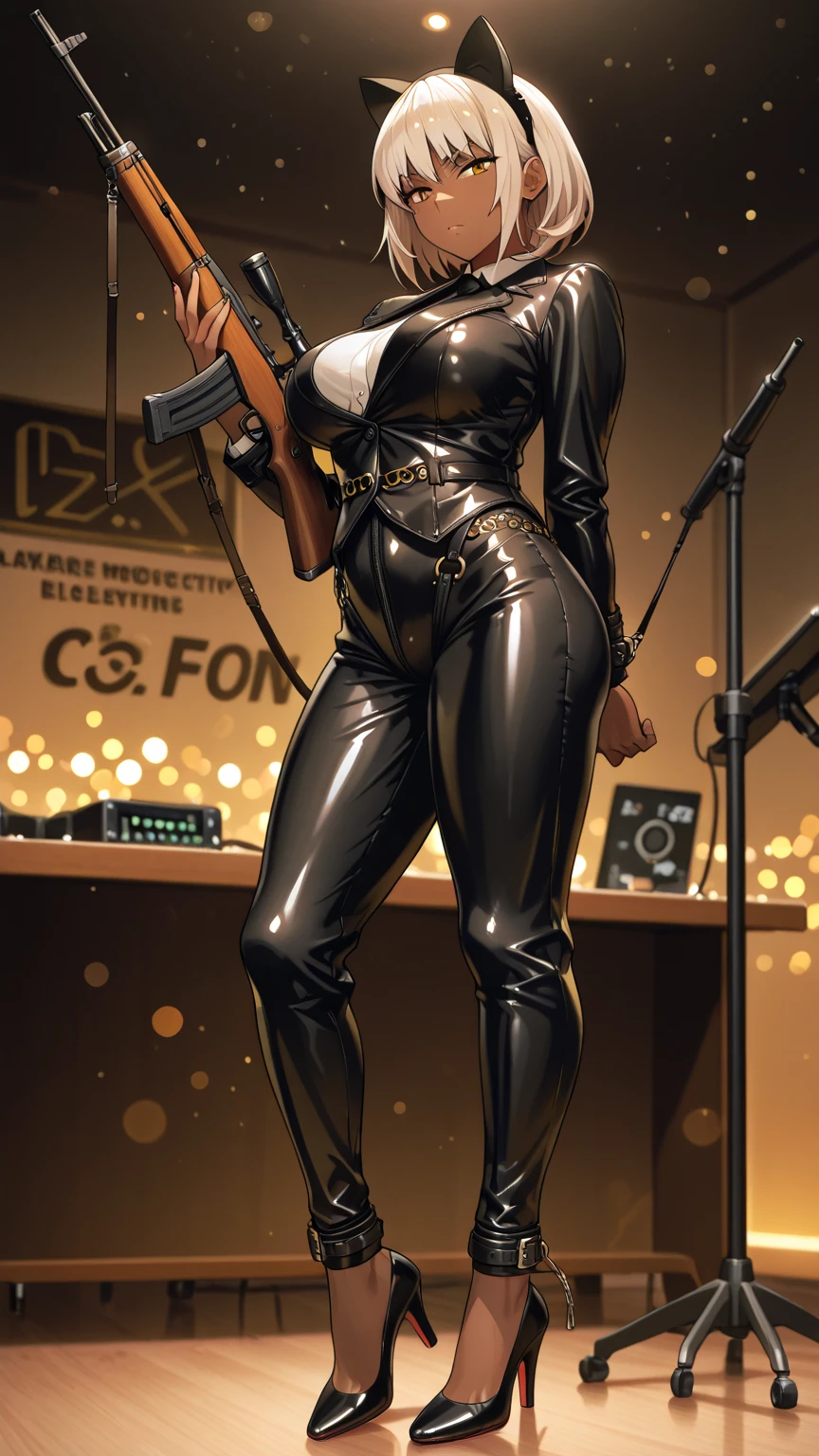 shiny black boots、Beautifully shaped jet-black boots、hightquality, Clear delineation、masterpiece
