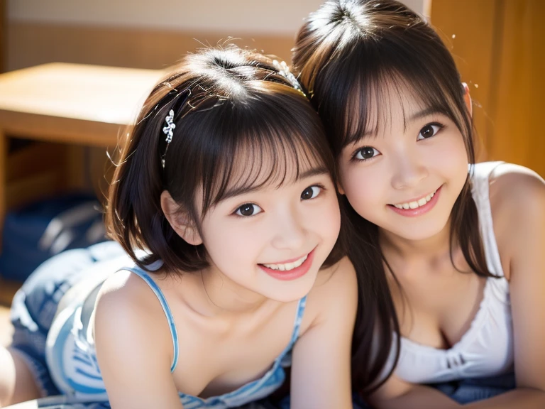 Best-quality, Masterpiece, Ultra-High-Resolution, (Photorealistic:1.4), Raw-Photo, ((lesbian-couple is having fun at lesbian-sex)), extremely cute face like the most famous Japanese idol, extremely beautiful face like the most famous Japanese actress, extremely beautiful big-black-eyes, extremely beautiful hair, extremely beautiful skins, extremely beautiful long-eyelashes, extremely beautiful lips