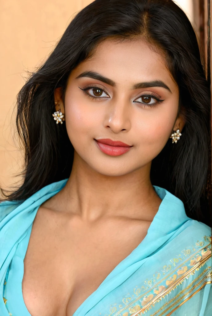 <lora:Srinidhi_Shetty_Actress_and_former_Model:0.8> 1girl, indian, realistic, long hair, black hair, looking at viewer, brown eyes, necklace, breasts, parted lips, modern dress, photorealistic, epiCPhoto, ultra realistic, looking at viewer, grin, studio, full body, sitting