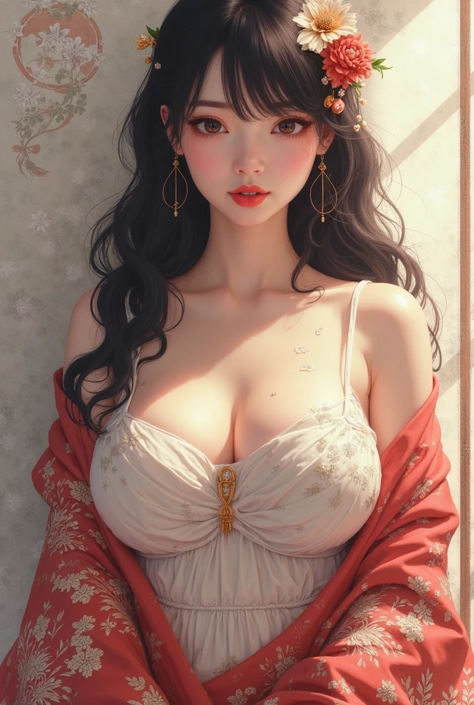 (Top Quality, 8k, 32k, Masterpiece, UHD: 1.3), Attractive Japan Woman Pictures, One Girl, (Big: 1.2), Erotic Underwear Styles, No Bra, Lace, Super Cute, Upper Body to Thighs, Nice Perfect Face with Soft Skin, Gorgeous Wavy Long Brown Hair, 8
K resolution, ultra-realistic, ultra-detailed, high quality, on bed, bold pose Cute pose Various poses --auto --s2