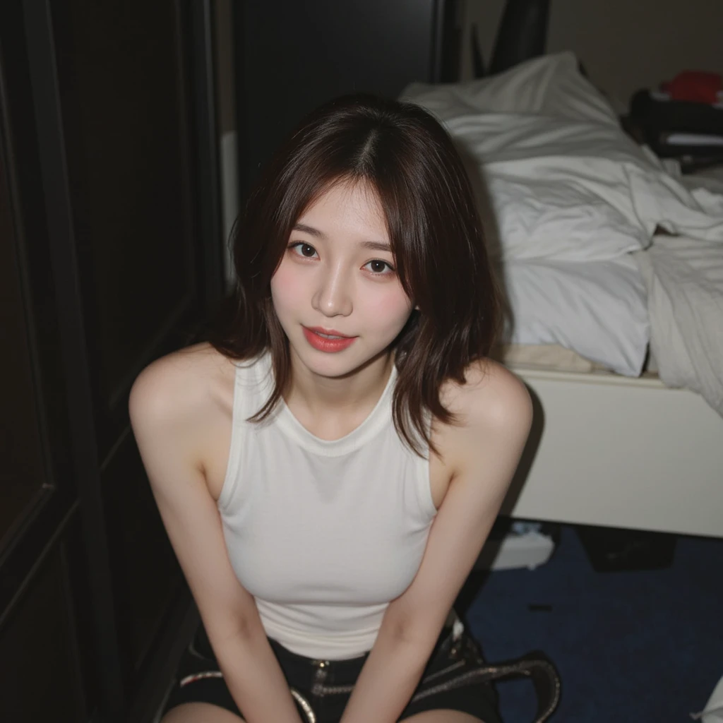 (Masterpiece), (best quality), (very detailed), 1 girl, Red eyes, wearing a thin white shirt.