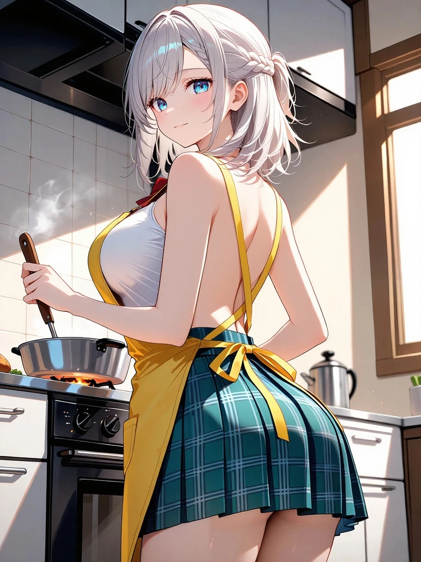 (high resolution:1.2),ultra-detailed,(girl in a kitchen:1.1),(creating a masterpiece artwork:1.1),(wearing jelofolkwang's white apron:1.1). She(stands alone:1.1),confidently(showing her highly detailed and beautifully sculpted body:1.1). The(apron:0.9) partially covers her, revealing a(sideboob:1.1) and a(hint of her perfect physique:1.1).

The kitchen is well-lit with(natural sunlight:1.1), casting a(warm glow:1.1) on the scene. The girl's artwork(takes the center stage:1.1), showcasing her(creativity and talent:1.1). The(painting:1.1) is an(ultra-detailed masterpiece:1.1), with(vivid colors:1.1) and(sharp focus:1.1).

In the(background:1.1), we can see various(cooking utensils:1.1) and(ingredients:1.1), emphasizing the girl's passion for(art and culinary:1.1). The(atmosphere:1.1) is filled with the(aroma of delicious dishes:1.1), enhancing the(overall experience:1.1).

The(image quality:1.1) is of the(highest standard:1.1), with a(resolution of 4K or 8K:1.1), capturing every(minute detail:1.1) in the(artwork:1.1) and the(girl's appearance:1.1). The(lighting and shading:1.1) are expertly(rendered:1.1), creating a(realistic and photorealistic effect:1.1).

This prompt combines(elements of sensual beauty and artistic expression:1.1), presenting a(captivating and visually stunning scene:1.1).