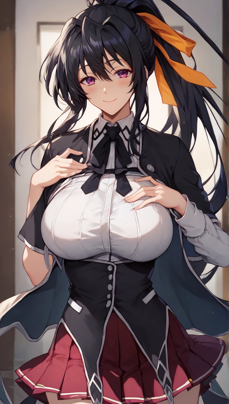 mature women,milf,large breast,beautiful face,long hair, shiny hair, green eyes,high detailed,black hair, hair over one eye,masterpiece,perfect anatomy,cleveage,White Shirt,open shirt, Black Skirt, Office Lady,sexy smile,glasses,dynamic pose,blushing,fox ears,fox tails,