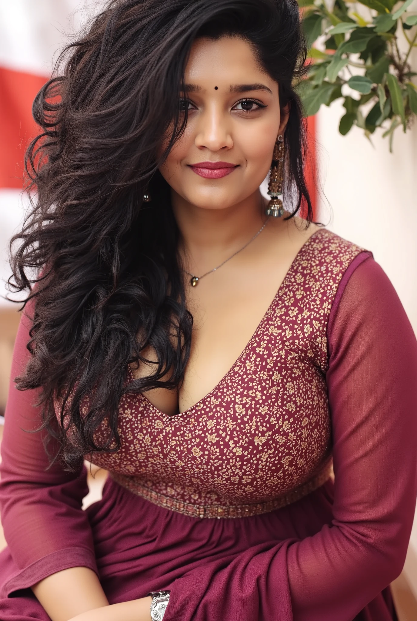 ((full boy focus)), a woman wearing an kurti,desi leggings,with a deep plunging neckline, extremely detailed, beautiful face, striking eyes, luscious lips,cleavage,intricate fabric texture, cinched waist, graceful pose, dramatic lighting, vivid colors, photorealistic, (best quality,4k,8k,highres,masterpiece:1.2),ultra-detailed,(realistic,photorealistic,photo-realistic:1.37)