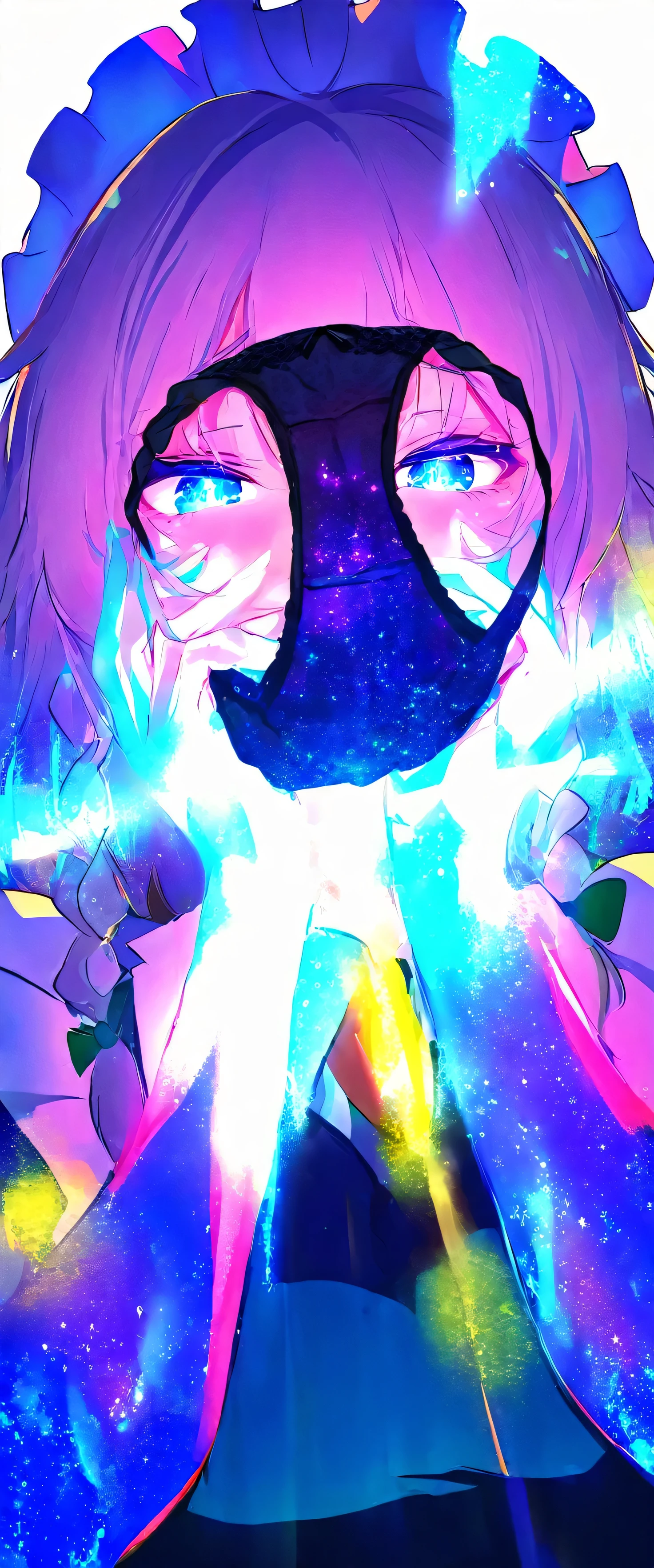 touhou project,Izayoi Sakuya,(beautiful girl: 1.3),masterpiece,Ultra-high resolution,Rich contrast,Very high quality,8k,Highly detailed CG unit wallpaper,Texture,So ridiculous,RAW Photos,Depth of written boundary 1.2,ultra-detailed eyes,Glowing Skin,Glitter Effect,Beautiful glossy lips,Circular Bokeh,(backlighting:1.2),kunka,Scarlet Devil Hall,pof,panties on head,pantyface,excitement,snort,Eyes are hearts,0__11Xx_illu