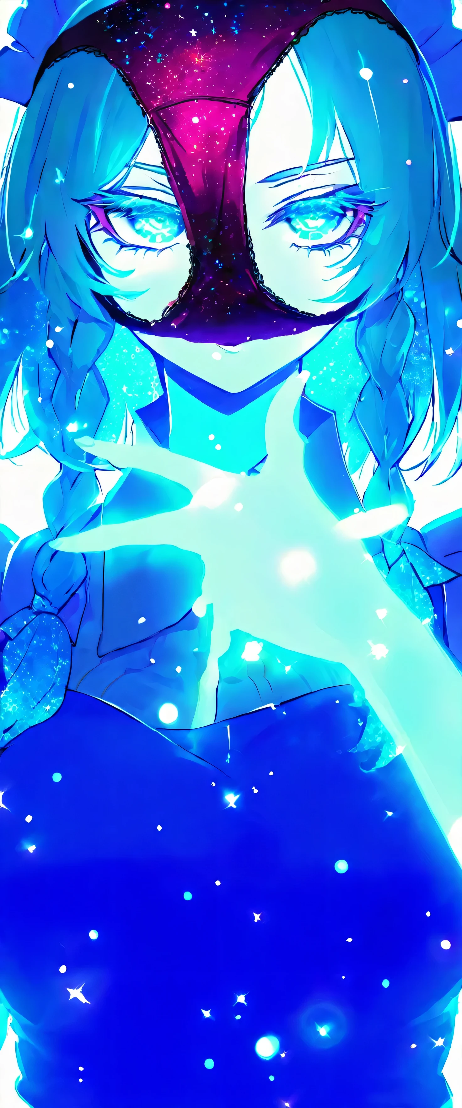 touhou project,Izayoi Sakuya,(beautiful girl: 1.3),masterpiece,Ultra-high resolution,Rich contrast,Very high quality,8k,Highly detailed CG unit wallpaper,Texture,So ridiculous,RAW Photos,Depth of written boundary 1.2,ultra-detailed eyes,Glowing Skin,Glitter Effect,Beautiful glossy lips,Circular Bokeh,(backlighting:1.2),Scarlet Devil Hall,pof,panties on head,pantyface,0__11Xx_illu,(jojo pose),